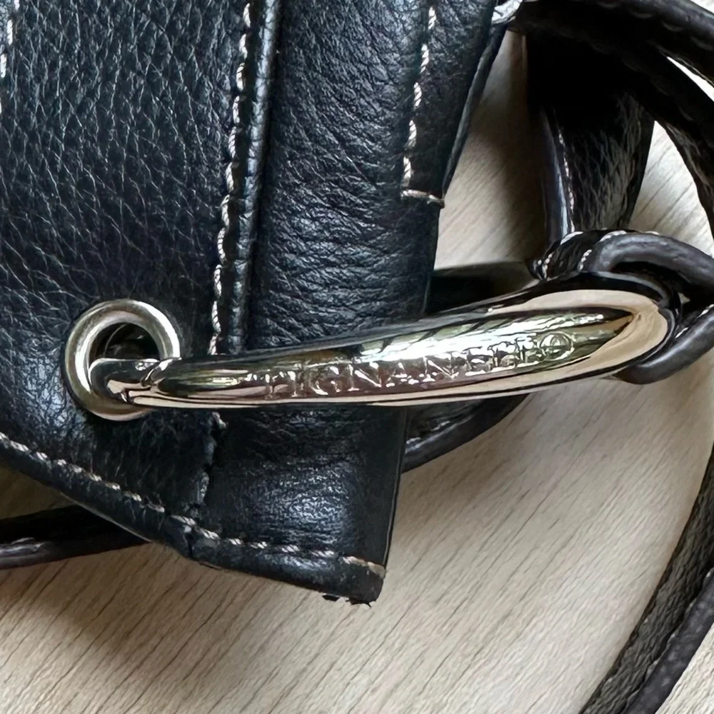 Boho Black Leather Tignanello Hobo Slouched Bag - Lots of Pockets! Fits iPad - Picture 9 of 16